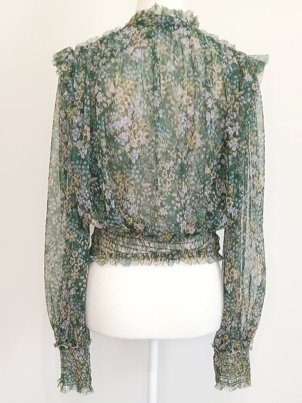 Free People Twyla Semi-Sheer Mesh Cropped Romantic Top Size Large - Picture 5 of 8